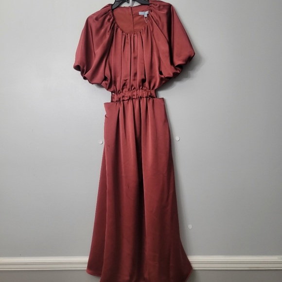 Antonio Melani Troian cut out midi dress with puff sleeves and tie back - Picture 3 of 5